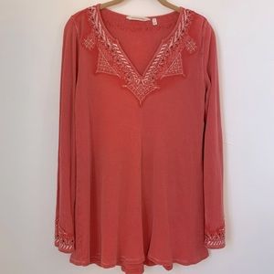 Soft Surroundings Waffle Knit Southwestern Top